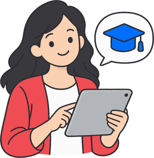 A learner choosing a course on a tablet